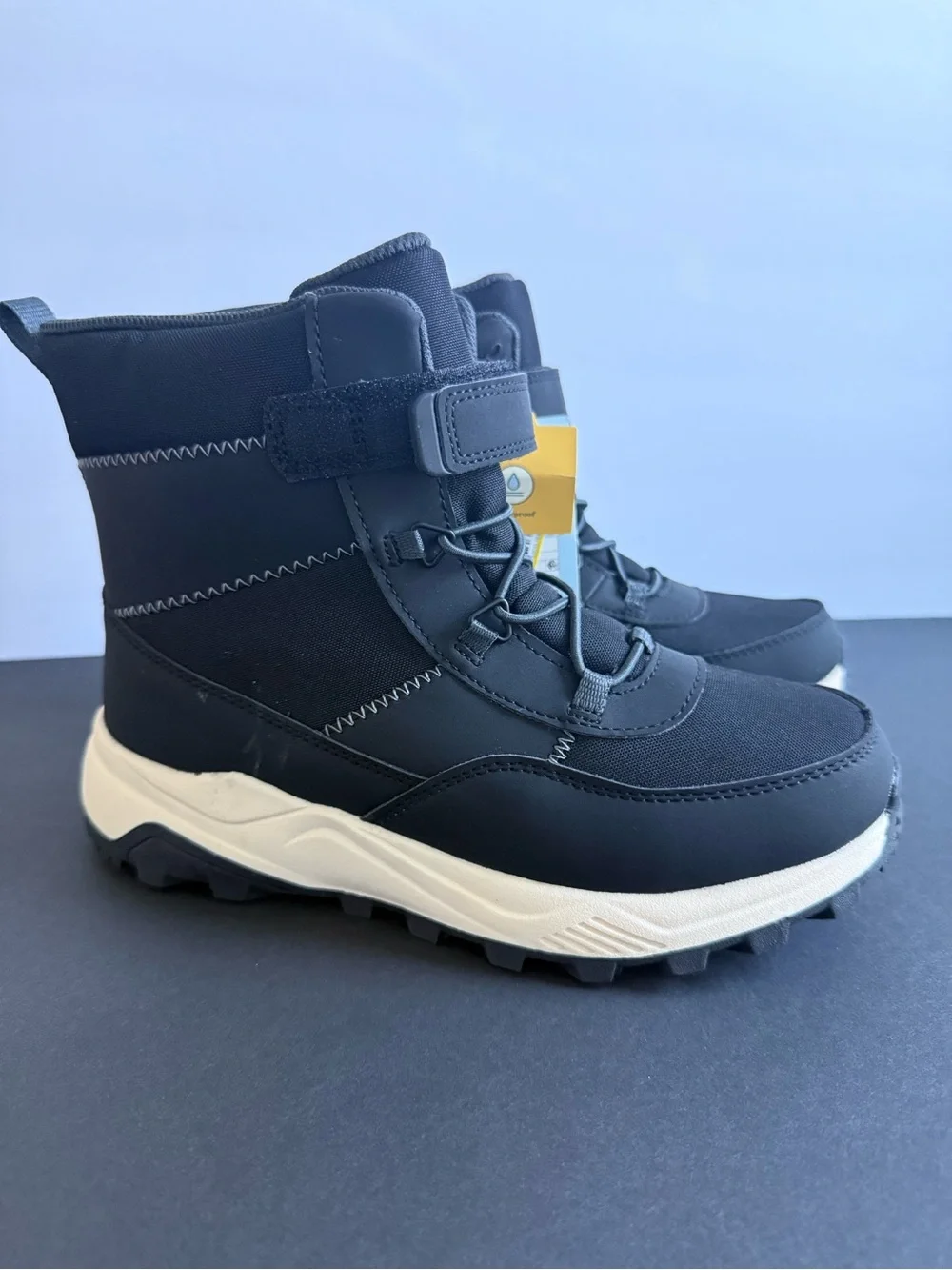 Cat & Jack Black High-Top Kids Boots with White Sole